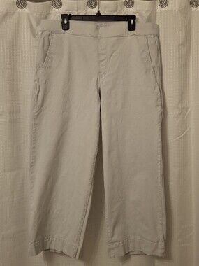 Gloria Vanderbilt Light Gray Cropped Wide-Leg Pants